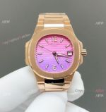 GR factory Copy Patek Philippe Nautilus Women Watches Bergen Sunrise Dial Rose Gold 32mm